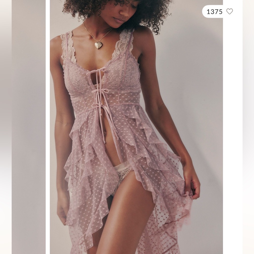 Only Hearts x Free People Intimately Coucou Heart Moon Child Ruffles Maxi Top M